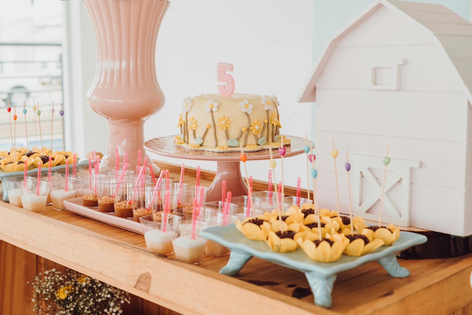 sweet food and birthday cake